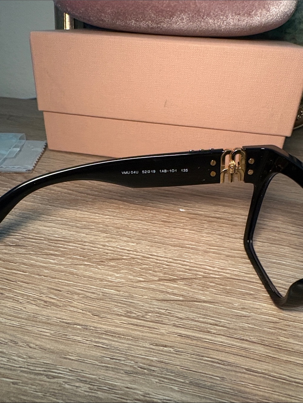 Miu Miu Black Frame Sunglasses with Pink Velvet Case - Picture 6 of 9